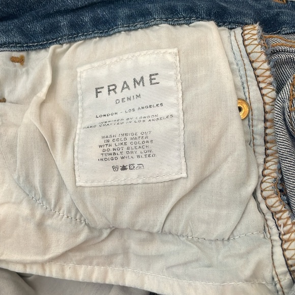 Frame le crop mini boot jeans with darker denim accents chic and sexy sz 27 - Picture 7 of 10